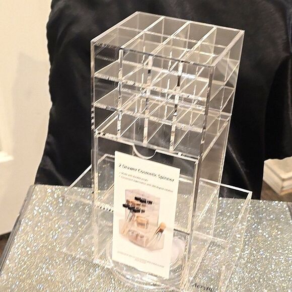 At Home 2-Drawer Acrylic Spinner Cosmetic Organizer - Picture 4 of 9